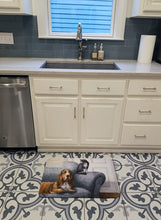 Load image into Gallery viewer, Basset Hound and Cat on couch Machine Washable Memory Foam Mat BDBA0182RUG