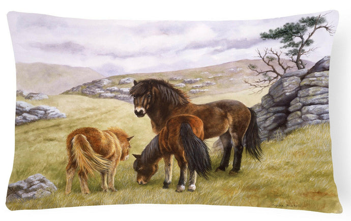 Horses in the Meadow Fabric Decorative Pillow BDBA0189PW1216