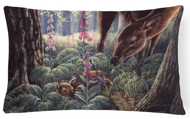 Doe and Fawn Deer Fabric Decorative Pillow BDBA0259PW1216