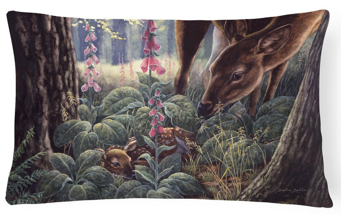 Doe and Fawn Deer Fabric Decorative Pillow BDBA0259PW1216