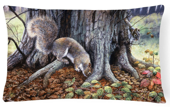 Grey Squirrels around the Tree Fabric Decorative Pillow BDBA0260PW1216