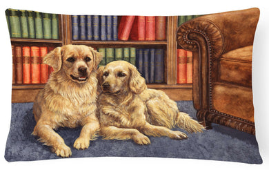 Golden Retrievers in the Library Fabric Decorative Pillow BDBA0289PW1216