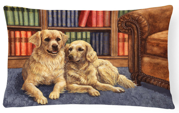 Golden Retrievers in the Library Fabric Decorative Pillow BDBA0289PW1216