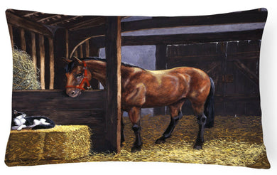 Horse In Stable with Cat Fabric Decorative Pillow BDBA0295PW1216