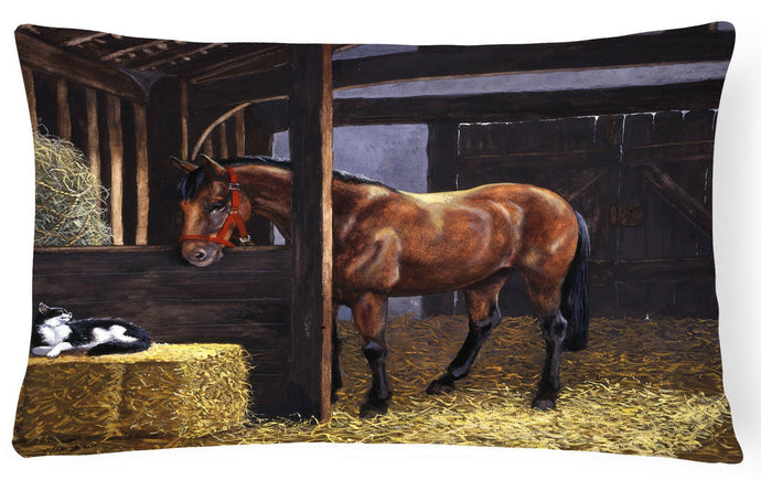 Horse In Stable with Cat Fabric Decorative Pillow BDBA0295PW1216