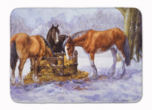 Load image into Gallery viewer, Horses eating Hay in the Snow Machine Washable Memory Foam Mat BDBA0297RUG