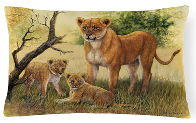 Lion and Cubs by Daphne Baxter Fabric Decorative Pillow BDBA0307PW1216