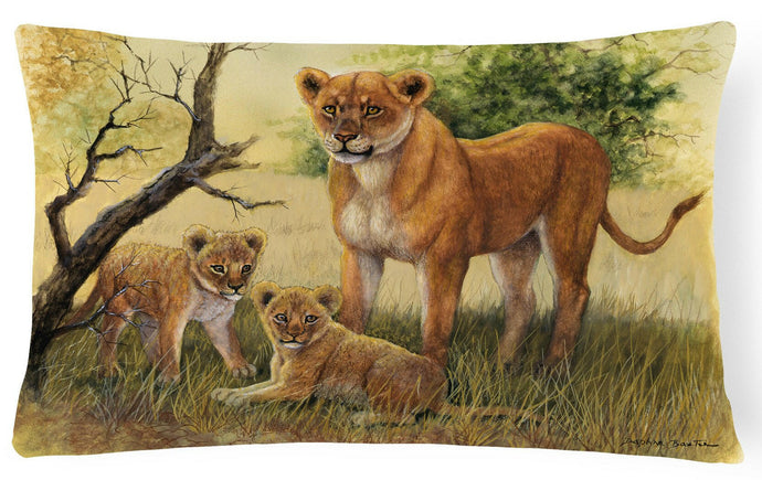 Lion and Cubs by Daphne Baxter Fabric Decorative Pillow BDBA0307PW1216