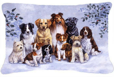 Winter Dogs Fabric Decorative Pillow BDBA316APW1216