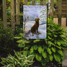 Load image into Gallery viewer, Chocolate Labrador Snowy Robin Garden Flag – Decorative Outdoor Yard Flag BDBA434AGF