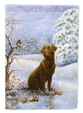 Load image into Gallery viewer, Chocolate Labrador Snowy Robin Garden Flag – Decorative Outdoor Yard Flag BDBA434AGF