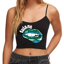 Load image into Gallery viewer, Tulane Lips Black Spaghetti Tank