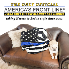 Load image into Gallery viewer, discontinued EL10-017 Official America&#39;s Front Line Thin Blue Line Police Round Blanket Bedding Sofa Couch Throw