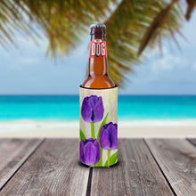 Load image into Gallery viewer, Purple Tulips by Maureen Bonfield Slim Can Hugger – Fun &amp; Functional Drink Coolers BMBO1033MUK
