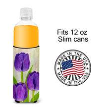 Load image into Gallery viewer, Purple Tulips by Maureen Bonfield Slim Can Hugger – Fun &amp; Functional Drink Coolers BMBO1033MUK