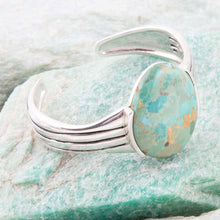 Load image into Gallery viewer, Bold Blue Turquoise and Sterling Silver Cuff Bracelet