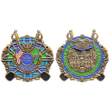 Load image into Gallery viewer, K-019 Border Patrol Agent Pipes and Drums Challenge Coin CBP BPA Honor First