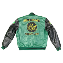 Load image into Gallery viewer, Pro CBP Border Patrol Custom Leather Bomber Varsity Jacket BPA Honor First Coat Thin Green Line