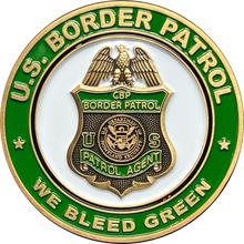 Load image into Gallery viewer, EL12-008 Border Patrol Agent Thin Green Line Challenge Coin Bleed Green