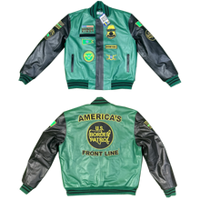 Load image into Gallery viewer, Pro CBP Border Patrol Custom Leather Bomber Varsity Jacket BPA Honor First Coat Thin Green Line