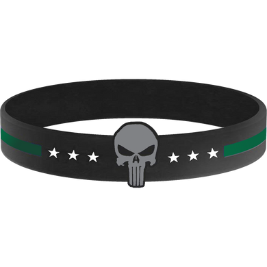Thin Green Line Silicon Bracelet (GREEN) Border Patrol, Security, Sheriff, Police, Army