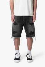 Load image into Gallery viewer, Baggy Rip Denim Shorts - Washed Black