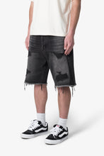 Load image into Gallery viewer, Baggy Rip Denim Shorts - Washed Black