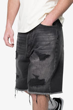 Load image into Gallery viewer, Baggy Rip Denim Shorts - Washed Black