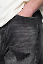 Load image into Gallery viewer, Baggy Rip Denim Shorts - Washed Black