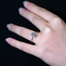 Load image into Gallery viewer, Baguette Halo Diamond Boulder Opal Engagement Ring 18K Yellow Gold