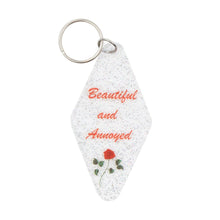 Load image into Gallery viewer, Beautiful and Annoyed Motel Style Key Tag Keychain in Transparent Glitter