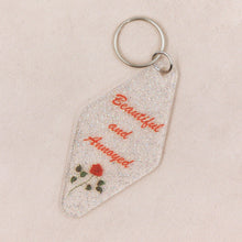 Load image into Gallery viewer, Beautiful and Annoyed Motel Style Key Tag Keychain in Transparent Glitter