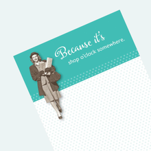 Load image into Gallery viewer, Because It's Shop O'Clock Somewhere Magnetic List Notepad | Retro Shopping-Themed Magnet Pad
