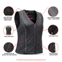 Load image into Gallery viewer, Biker Babe Women's Studded Leather Motorcycle Vest