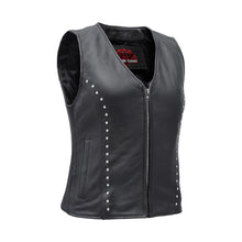 Load image into Gallery viewer, Biker Babe Women's Studded Leather Motorcycle Vest