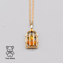 Load image into Gallery viewer, Bird Cage Mexican Fire Opal Necklace Pendant 14K Yellow Gold