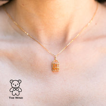 Load image into Gallery viewer, Bird Cage Mexican Fire Opal Necklace Pendant 14K Yellow Gold