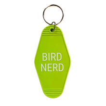 Load image into Gallery viewer, Bird Nerd Motel Style Keychain in Lime Green