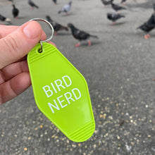 Load image into Gallery viewer, Bird Nerd Motel Style Keychain in Lime Green