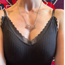 Load image into Gallery viewer, Bitch Script Nameplate Necklace in Silver or Gold