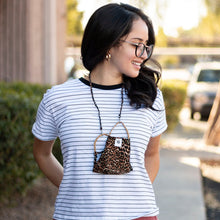 Load image into Gallery viewer, Black Leopard Face Mask Holder | Woven Neck Lanyard with Clips