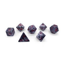 Load image into Gallery viewer, Black Network Agate - 7 Piece RPG Set Gemstone Dice
