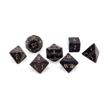 Load image into Gallery viewer, Black Striped Marble - 7 Piece RPG Set Gemstone Dice