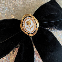 Load image into Gallery viewer, Black Velvet Cameo Hair Clip Bow