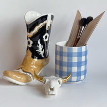 Load image into Gallery viewer, Two Tone Monogrammed Cowboy Boot Vase