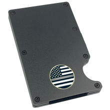 Load image into Gallery viewer, EL3-009 Thin Gray Line Correctional Officer Money Clip RFID Blocking Front Pocket Wallet Premium Minimalist Wallets for Men Minimalist Slim Credit Card Holder Business Card Holder Mens Aluminum Metal Wallet CO Corrections