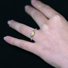 Load image into Gallery viewer, Black Opal Split Shank Engagement Ring with Pave Setting 18K Yellow Gold