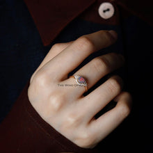 Load image into Gallery viewer, Black Opal and Diamond Halo Engagement Ring 18K Yellow Gold