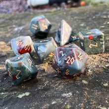 Load image into Gallery viewer, Bloodstone - 7 Piece RPG Set Gemstone Dice