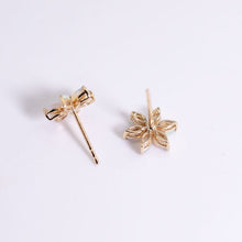 Load image into Gallery viewer, Blossom Stud Earrings Solid Opal 14K Gold Diamond Accents